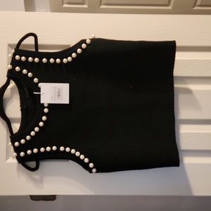 Black knit pearl top size L
